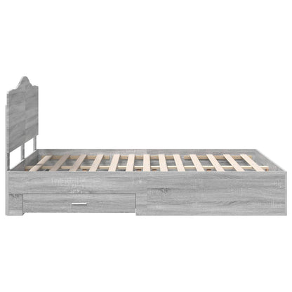 Bed Frame with Drawer Grey Sonoma 150 x 200 cm Engineered Wood