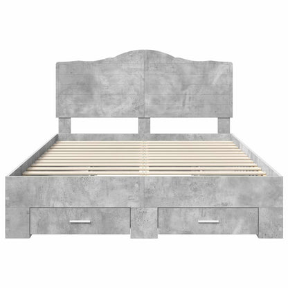 Bed Frame Concrete Grey 140 x 200 cm Engineered Wood