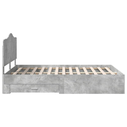Bed Frame Concrete Grey 140 x 200 cm Engineered Wood