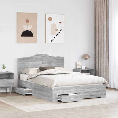 Bed Frame with Drawer Grey Sonoma 140 x 200 cm Engineered Wood