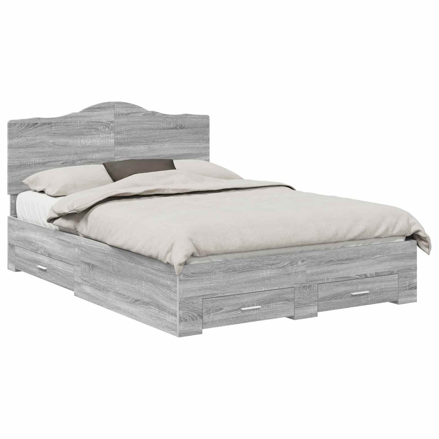Bed Frame with Drawer Grey Sonoma 140 x 200 cm Engineered Wood