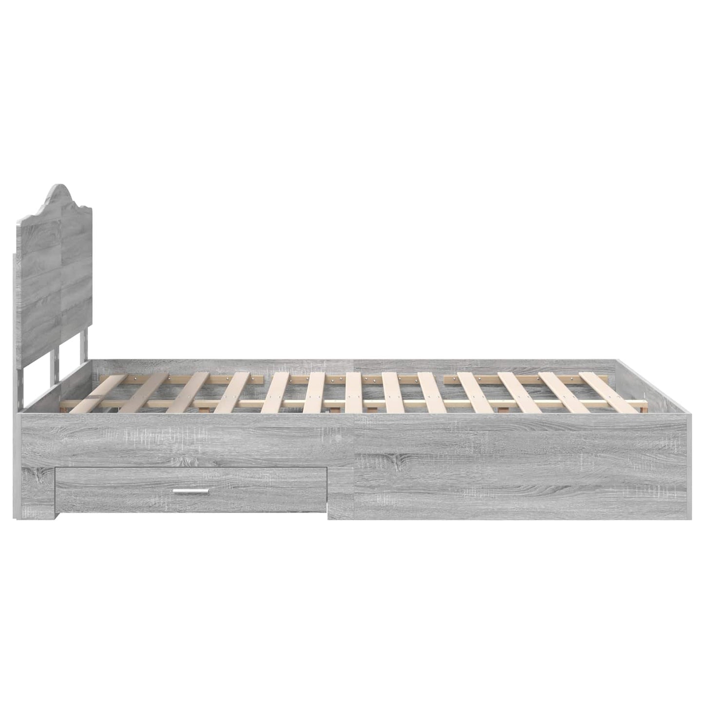 Bed Frame with Drawer Grey Sonoma 140 x 200 cm Engineered Wood