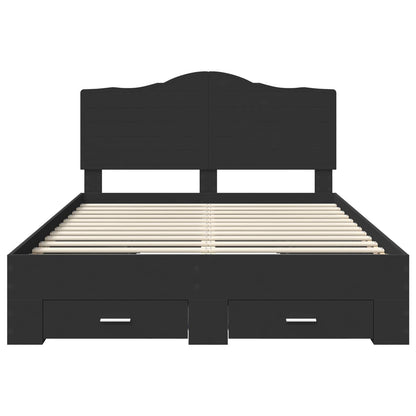 Bed Frame with Headboard Black 140 x 190 cm Engineered Wood