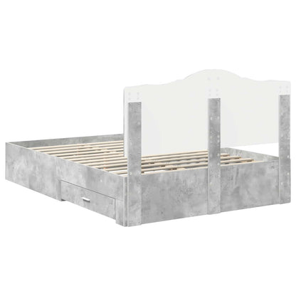 Bed Frame Concrete Grey 140 x 190 cm Engineered Wood