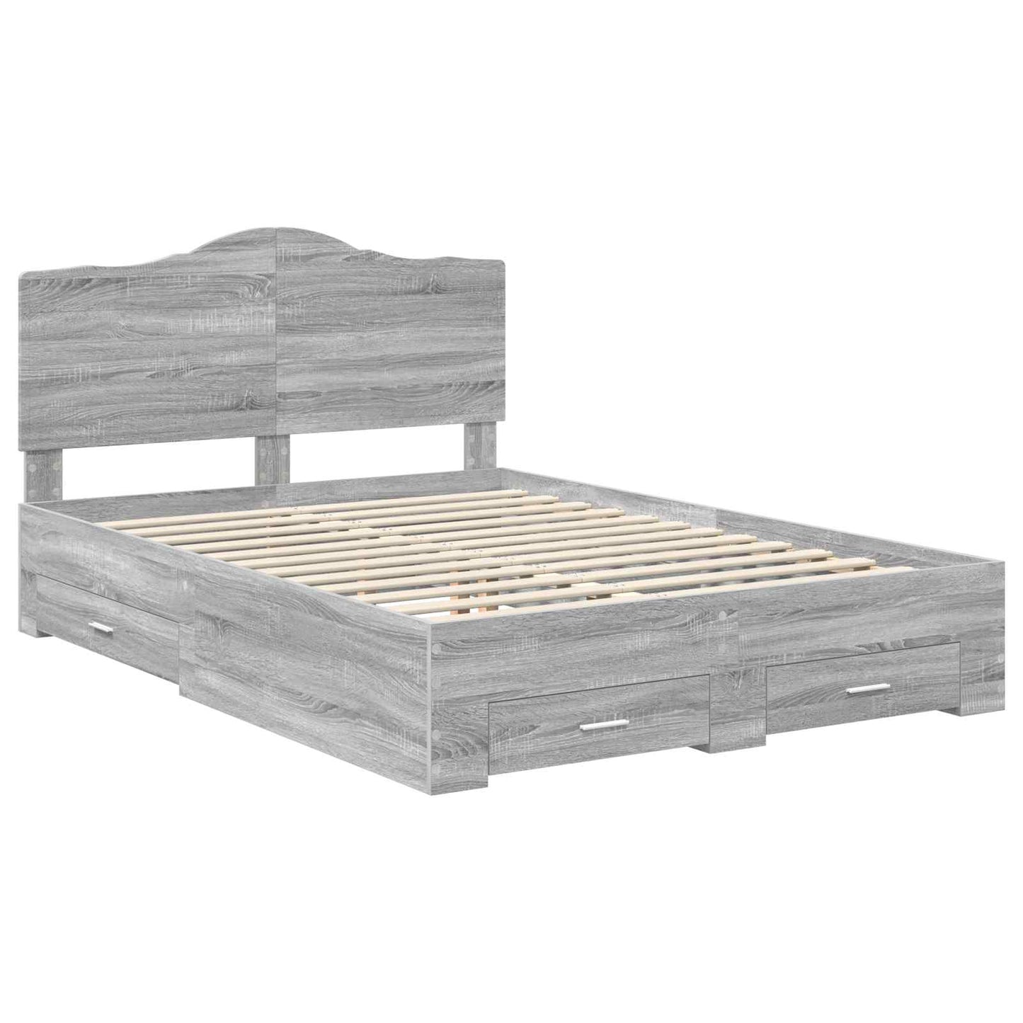 Bed Frame with Drawer Grey Sonoma 140 x 190 cm Engineered Wood