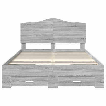 Bed Frame with Drawer Grey Sonoma 140 x 190 cm Engineered Wood