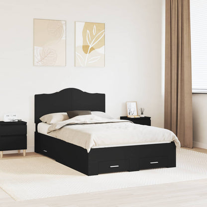 Bed Frame with Headboard Black 135 x 190 cm Engineered Wood