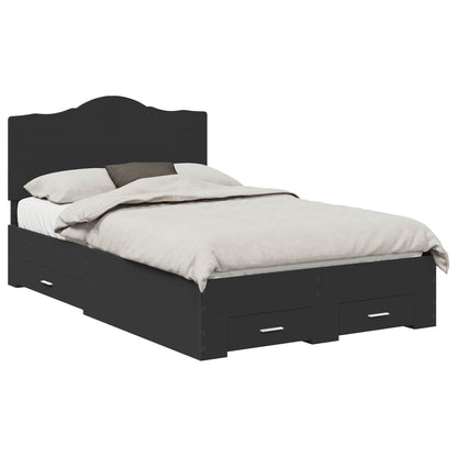 Bed Frame with Headboard Black 135 x 190 cm Engineered Wood