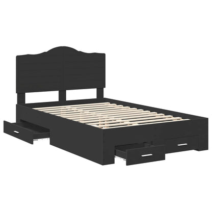 Bed Frame with Headboard Black 135 x 190 cm Engineered Wood