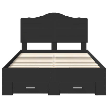 Bed Frame with Headboard Black 135 x 190 cm Engineered Wood