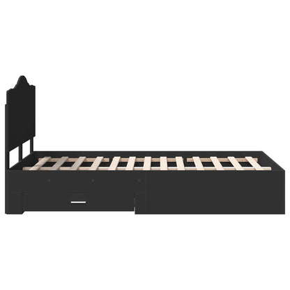 Bed Frame with Headboard Black 135 x 190 cm Engineered Wood