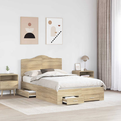 Bed Frame with Drawer Sonoma Oak 135 x 190 cm Engineered Wood