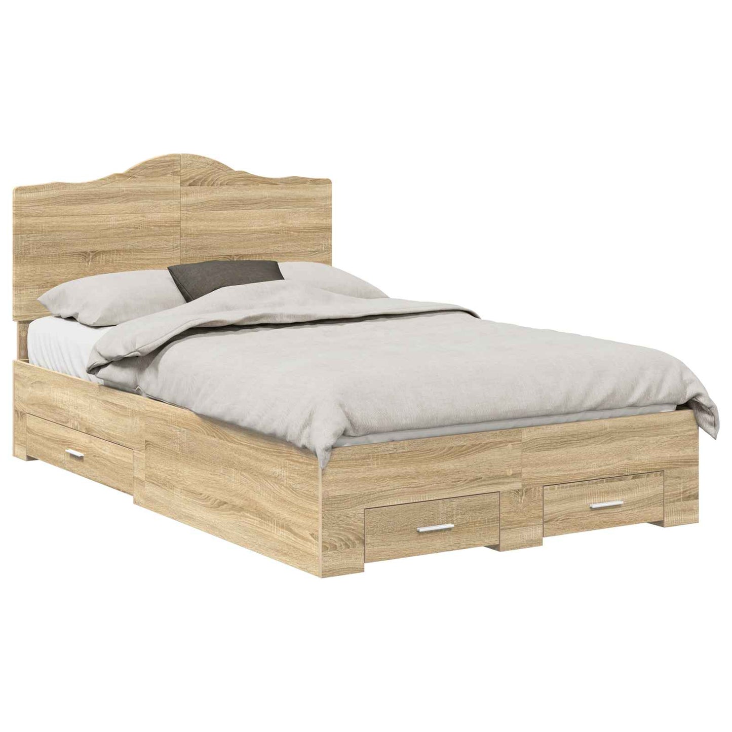 Bed Frame with Drawer Sonoma Oak 135 x 190 cm Engineered Wood