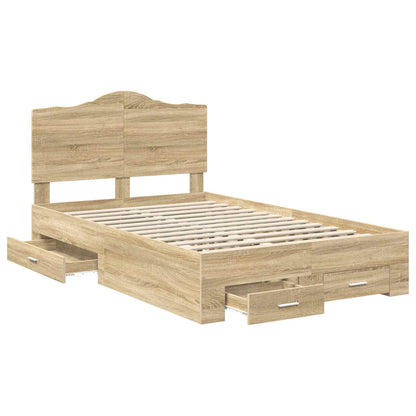 Bed Frame with Drawer Sonoma Oak 135 x 190 cm Engineered Wood
