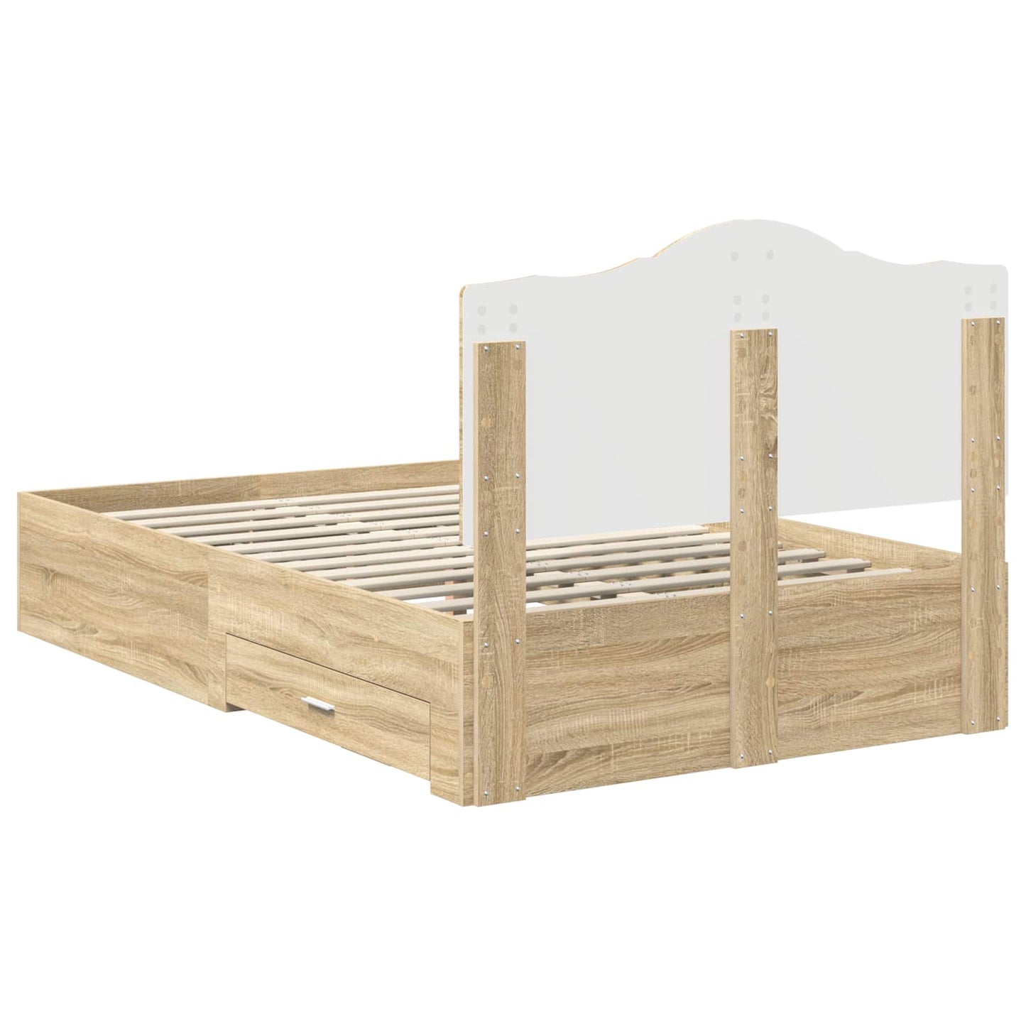 Bed Frame with Drawer Sonoma Oak 135 x 190 cm Engineered Wood