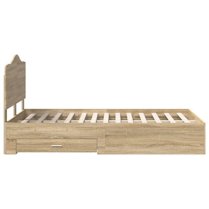 Bed Frame with Drawer Sonoma Oak 135 x 190 cm Engineered Wood