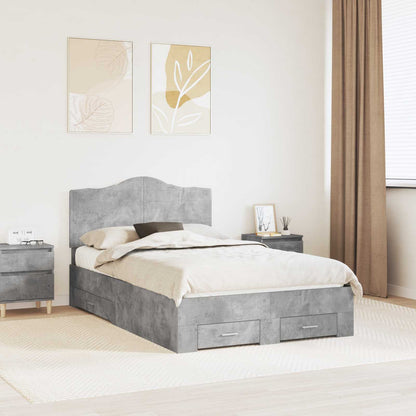Bed Frame Concrete Grey 135 x 190 cm Engineered Wood