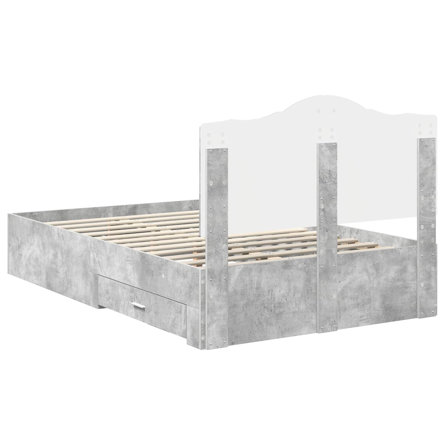 Bed Frame Concrete Grey 135 x 190 cm Engineered Wood