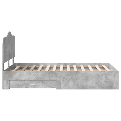 Bed Frame Concrete Grey 135 x 190 cm Engineered Wood