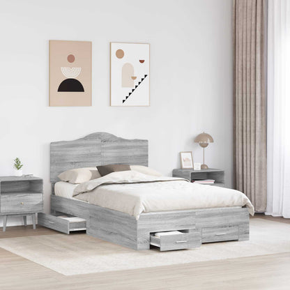 Bed Frame with Drawer Grey Sonoma 135 x 190 cm Engineered Wood