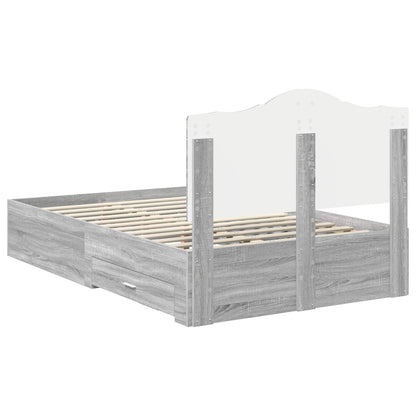 Bed Frame with Drawer Grey Sonoma 135 x 190 cm Engineered Wood