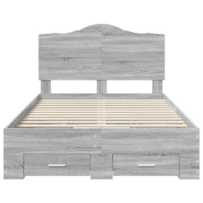 Bed Frame with Drawer Grey Sonoma 135 x 190 cm Engineered Wood
