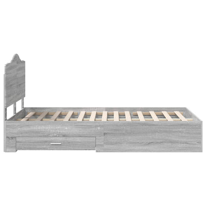 Bed Frame with Drawer Grey Sonoma 135 x 190 cm Engineered Wood
