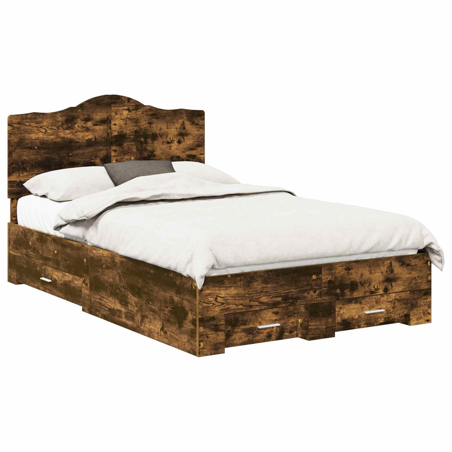 Bed Frame with Drawer Smoked Oak 120 x 200 cm Engineered Wood