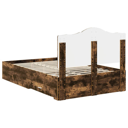 Bed Frame with Drawer Smoked Oak 120 x 200 cm Engineered Wood