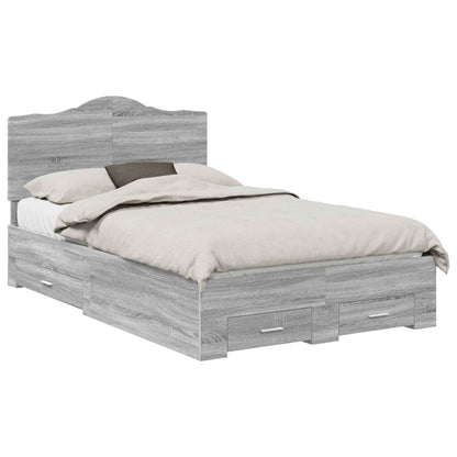 Bed Frame with Drawer Grey Sonoma 120 x 200 cm Engineered Wood
