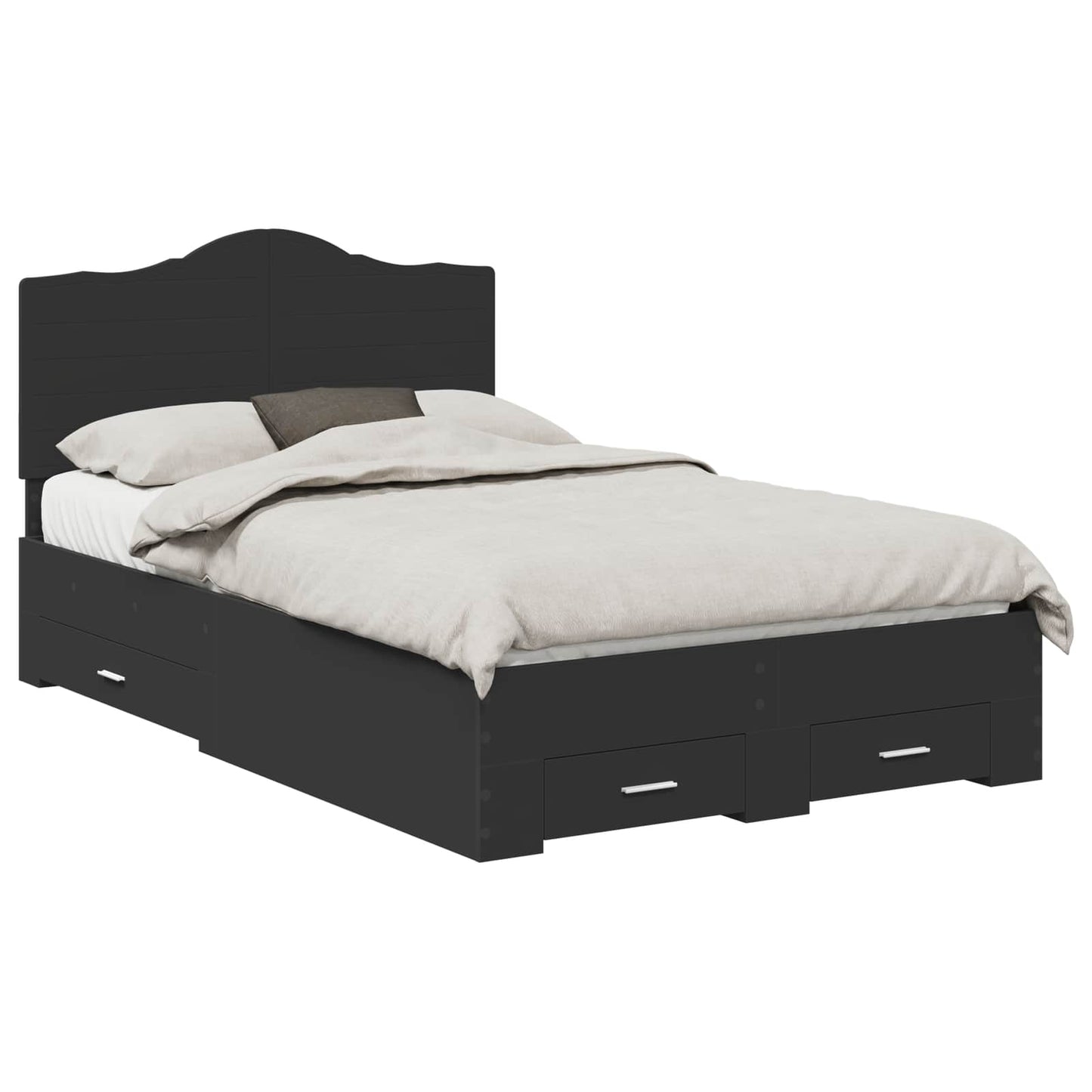 Bed Frame with Headboard Black 120 x 190 cm Engineered Wood