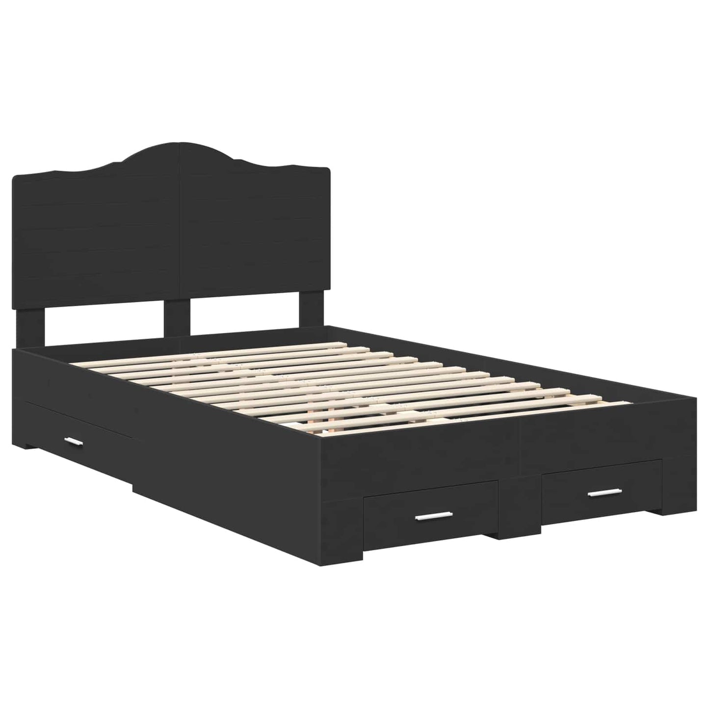 Bed Frame with Headboard Black 120 x 190 cm Engineered Wood