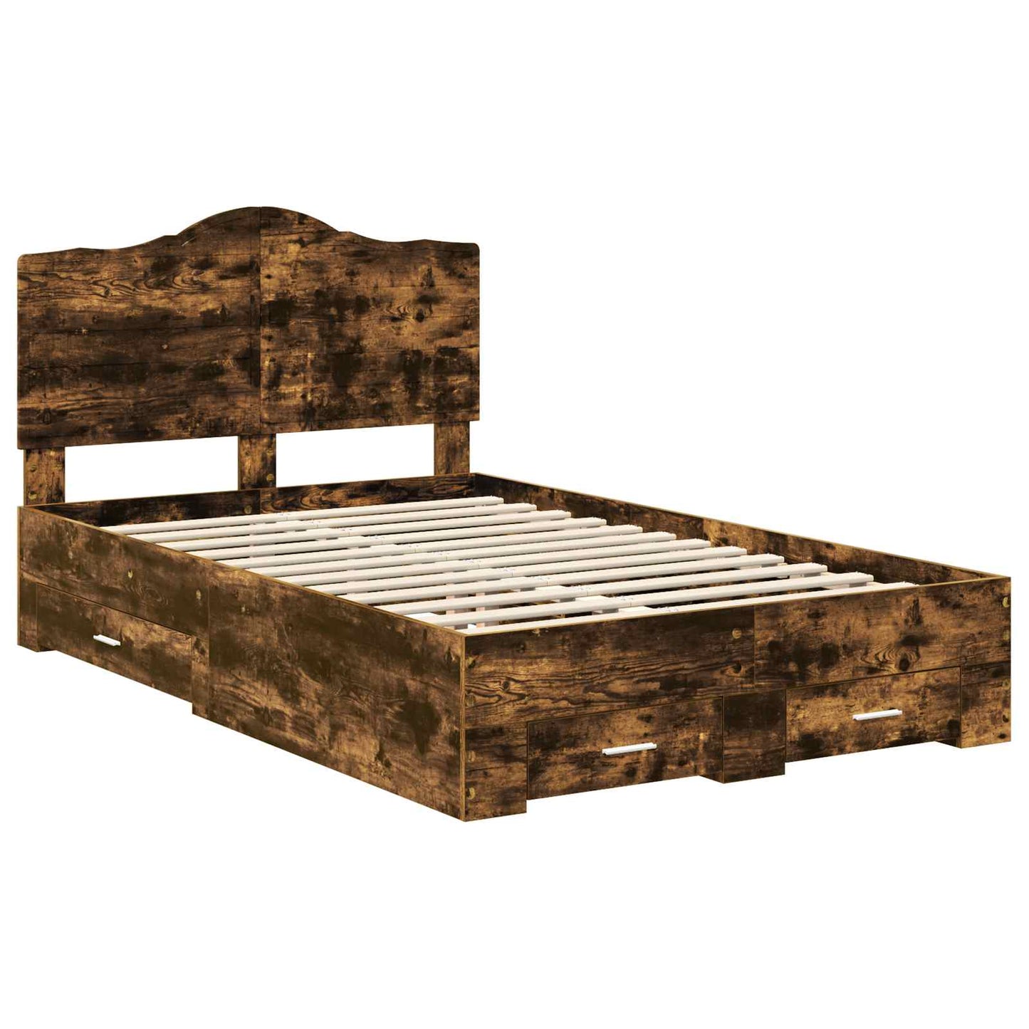 Bed Frame with Drawer Smoked Oak 120 x 190 cm Engineered Wood