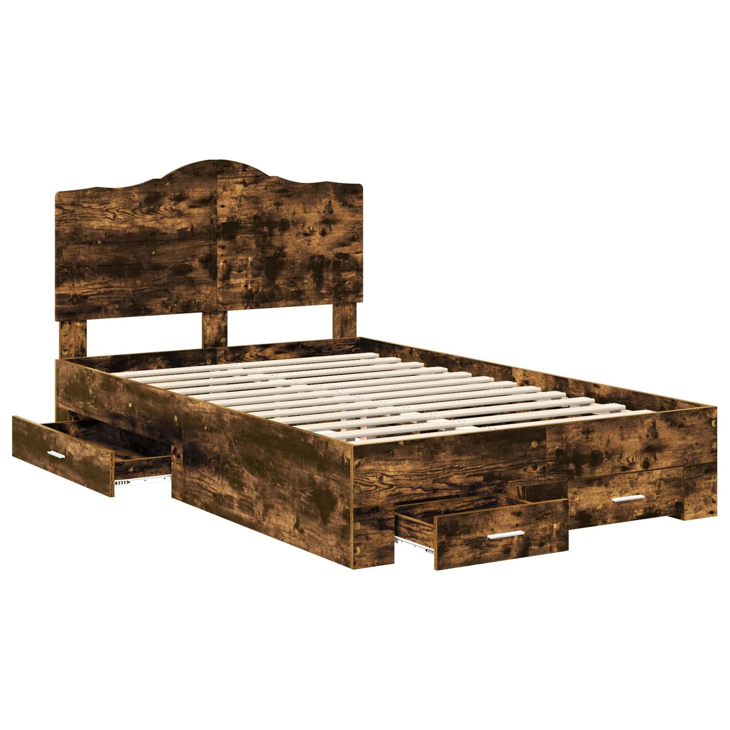 Bed Frame with Drawer Smoked Oak 120 x 190 cm Engineered Wood