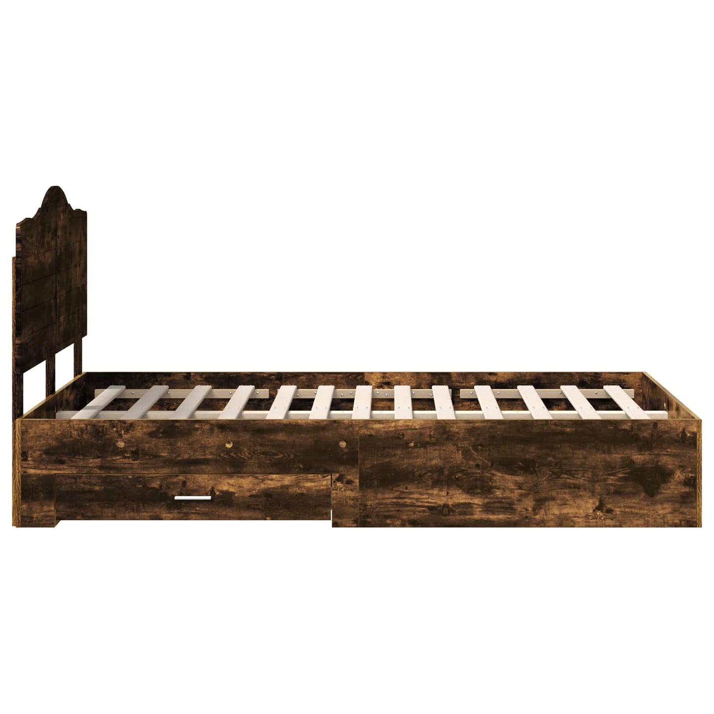 Bed Frame with Drawer Smoked Oak 120 x 190 cm Engineered Wood