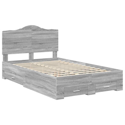 Bed Frame with Drawer Grey Sonoma 120 x 190 cm Engineered Wood