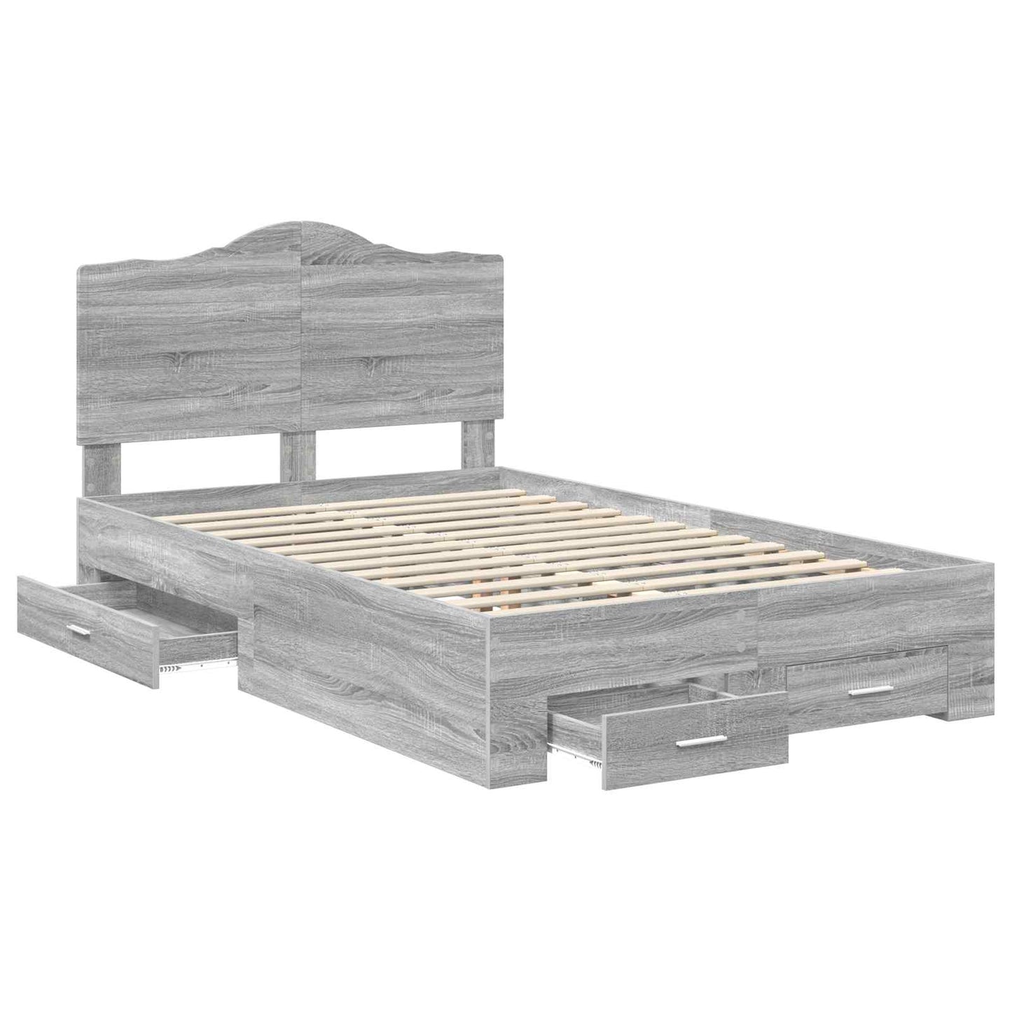 Bed Frame with Drawer Grey Sonoma 120 x 190 cm Engineered Wood