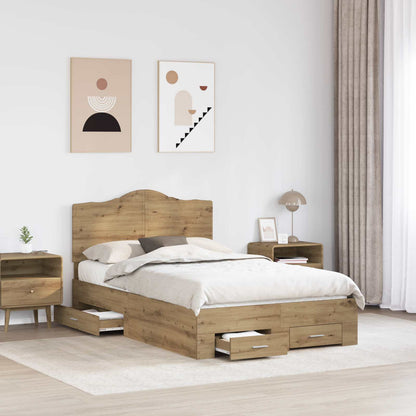 Bed Frame with Drawer Artisan Oak 120 x 190 cm Engineered Wood