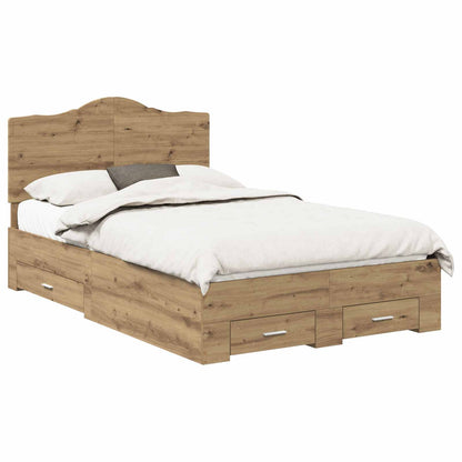 Bed Frame with Drawer Artisan Oak 120 x 190 cm Engineered Wood