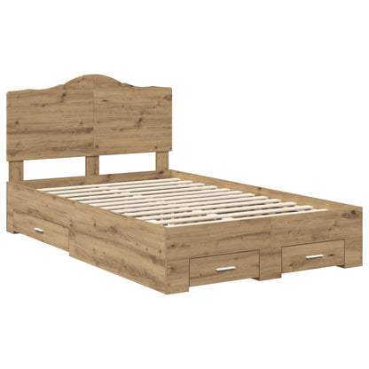 Bed Frame with Drawer Artisan Oak 120 x 190 cm Engineered Wood