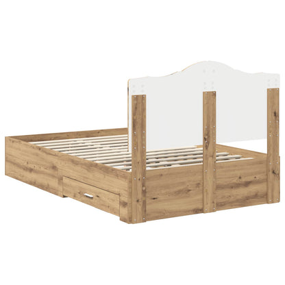 Bed Frame with Drawer Artisan Oak 120 x 190 cm Engineered Wood