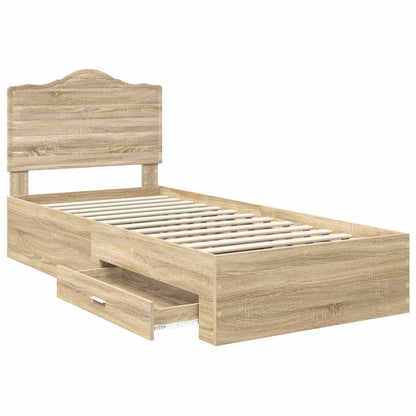 Bed Frame with Drawer Sonoma Oak 100 x 200 cm Engineered Wood