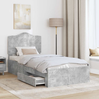Bed Frame Concrete Grey 100 x 200 cm Engineered Wood