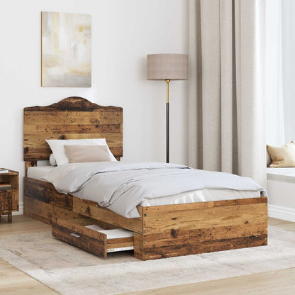 Bed Frame with Headboard Old Wood 100 x 200 cm Engineered Wood