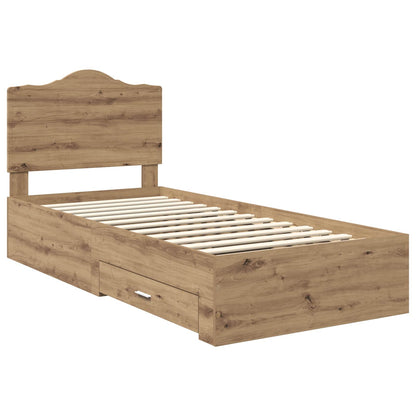 Bed Frame with Drawer Artisan Oak 100 x 200 cm Engineered Wood