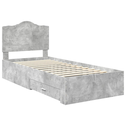 Bed Frame with Drawer Concrete Grey 90 x 200 cm Engineered Wood
