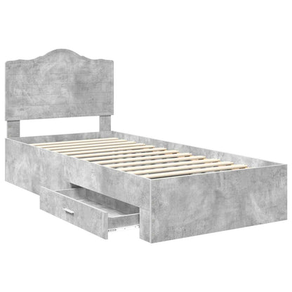 Bed Frame with Drawer Concrete Grey 90 x 200 cm Engineered Wood