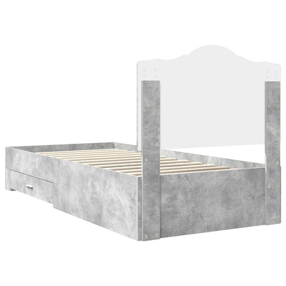 Bed Frame with Drawer Concrete Grey 90 x 200 cm Engineered Wood