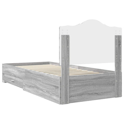 Bed Frame with Drawer Grey Sonoma 90 x 200 cm Engineered Wood