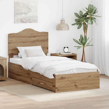 Bed Frame with Drawer Artisan Oak 90 x 200 cm Engineered Wood